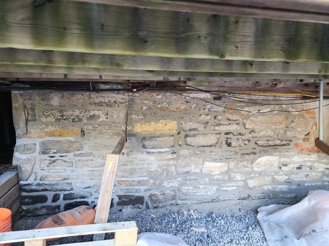 Repointed historic stone foundation